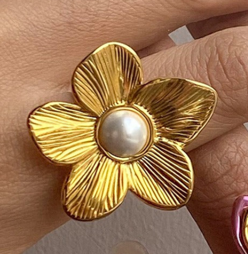 Éclat Floral – Bague Perles